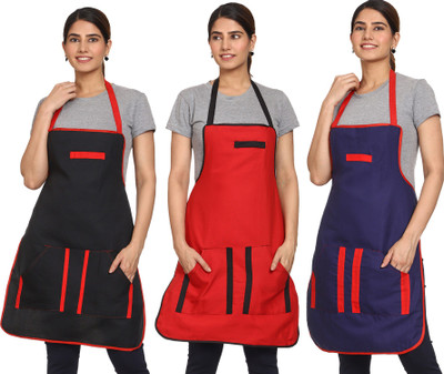 JMI Cotton Home Use Apron - Free Size(Multicolor, Pack of 3)