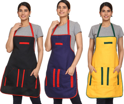 JMI Cotton Home Use Apron - Free Size(Multicolor, Pack of 3)