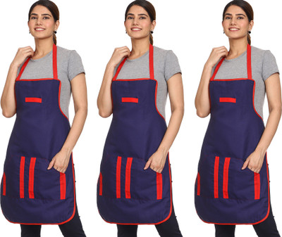 JMI Cotton Home Use Apron - Free Size(Blue, Pack of 3)
