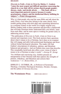 Diversity in Faith--Unity in Christ(English, Paperback, Guthrie Jr. Shirley C.)
