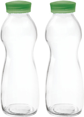 MILTON Eazy Grip Borosilicate Glass Bottle, Set of 2, 500 ml Each, Green 500 ml Bottle(Pack of 2, Green, Glass)