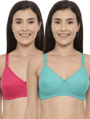 Blossom Women T-Shirt Lightly Padded Bra(Green, Pink)