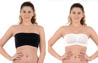 BRATON Women Bandeau/Tube Non Padded Bra(White, Black)