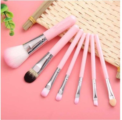 Alkaf 7 Pcs Pink Brush High Quality Makeup Brush ( Set of 7 )(Pack of 7)