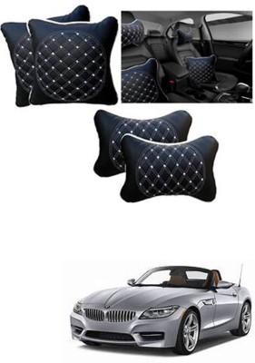 RONISH Black, White Leatherite Car Pillow Cushion for BMW(Rectangular, Pack of 4)