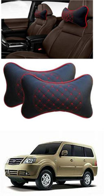 RONISH Black, Red Leatherite Car Pillow Cushion for Tata(Rectangular, Pack of 2)