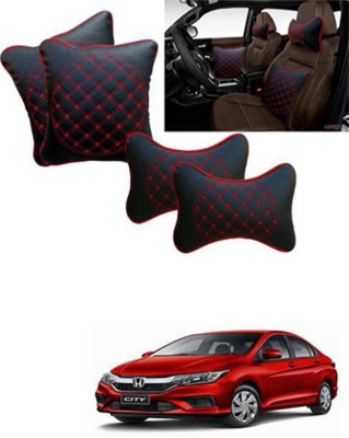 RONISH Black, Red Leatherite Car Pillow Cushion for Honda(Rectangular, Pack of 4)