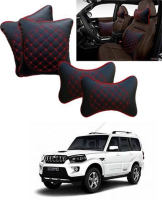 RONISH Black, Red Leatherite Car Pillow Cushion for Mahindra(Rectangular, Pack of 4)