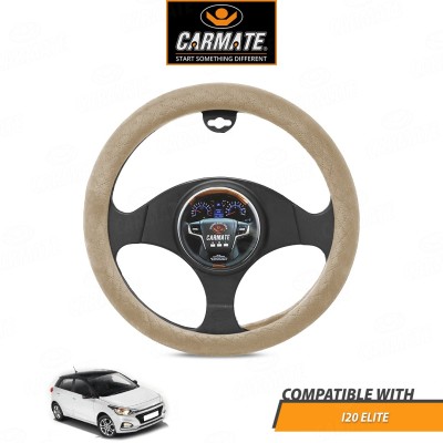 CARMATE Steering Cover For Hyundai Elite i20(Beige, Leatherite)