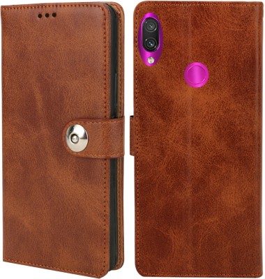 MG Star Flip Cover for Xiaomi Redmi Note 7 Pro PU Leather Button Case Cover with Card Holder and Magnetic Stand(Brown, Shock Proof, Pack of: 1)
