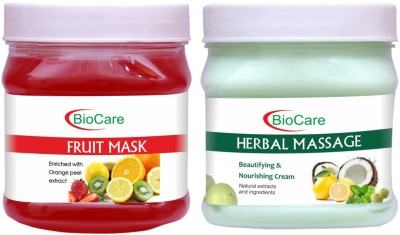 BIOCARE Fruit Mask 500ml With Herbal Massage Cream 500ml(2 Items in the set)