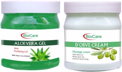 BIOCARE Aloevera Gel 500ml With D Olive Cream 500ml(2 Items in the set)