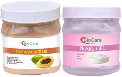 BIOCARE Papaya Scrub 500ml With Pearl Gel 500ml(2 Items in the set)