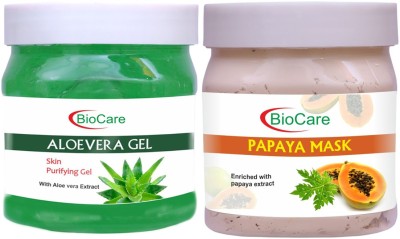 BIOCARE Aloevera Gel 500ml With Papaya Mask 500ml(2 Items in the set)