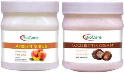 BIOCARE Apricot Scrub 500ml With Coco Butter Cream 500ml(2 Items in the set)