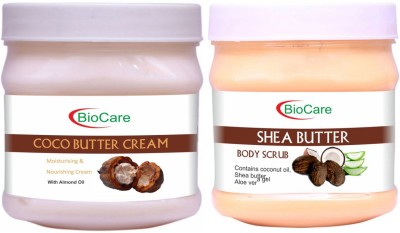 BIOCARE Coco Butter Cream 500ml With Boicare Shea Butter Scrub 500ml(2 Items in the set)