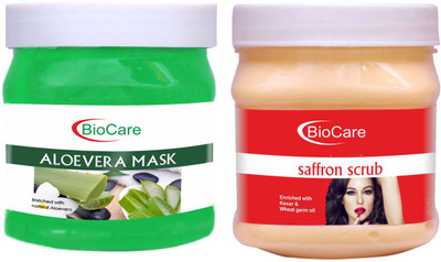 BIOCARE Aloevera Mask 500ml With Saffron Scrub 500ml(2 Items in the set)
