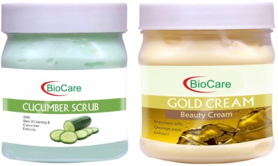 BIOCARE Cucumber Scrub 500ml With Gold Cream 500ml(2 Items in the set)
