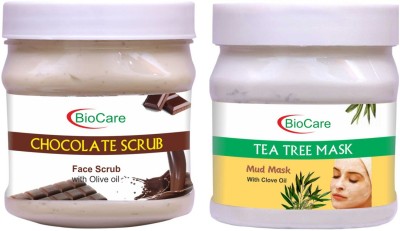 BIOCARE Chocolate Scrub 500ml With Tea Tree Mask 500ml(2 Items in the set)