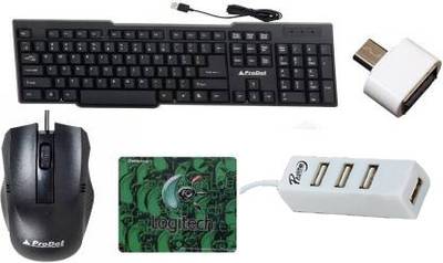 PRODOT 5 in 1 Combo With Keyboard,Mouse,Usb Hub,OTG,Mouse Pad Combo Set