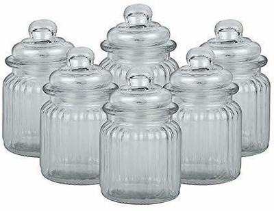 vetreo Glass Grocery Container  - 350 ml(Pack of 6, Clear)