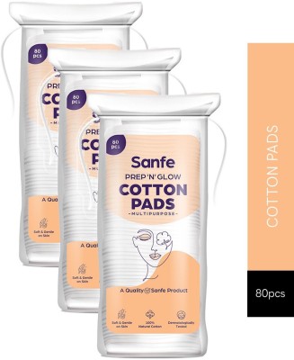 Sanfe Prep 'N' Glow Face Cotton Pads for women - Pack of 240 | Cleans makeup |Cleans excess oil | Soft and gentle on skin with 100% natural cotton(240 Units)