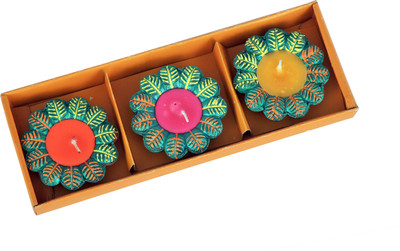zabb Natural and Pure Terracotta Circular Candles / Diya - Attractive - Pack of 3 Candles - Burns upto 3hrs* - Made from Paraffin wax - Smokeless - Best for Gifting and Decoration Terracotta (Pack of 3) Table Diya Set(Height: 0.5 inch) zabb Natural and Pure Terracotta Circular Candles / Diya - Attractive - Pack of 3 Candles - Burns upto 3hrs* - Made from Paraffin wax - Smokeless - Best for Gifting and Decoration Terracotta (Pack of 3) Table Diya Set(Height: 0.5 inch)