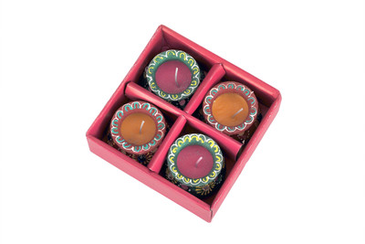 zabb Natural and Pure Terracotta Matki Design Candles / Diya - Attractive - Pack of 4 Candles - Burns upto 3hrs* - Made from Paraffin wax - Smokeless - Best for Gifting and Decoration Terracotta (Pack of 4) Table Diya Set(Height: 1 inch) zabb Natural and Pure Terracotta Matki Design Candles / Diya - Attractive - Pack of 4 Candles - Burns upto 3hrs* - Made from Paraffin wax - Smokeless - Best for Gifting and Decoration Terracotta (Pack of 4) Table Diya Set(Height: 1 inch)