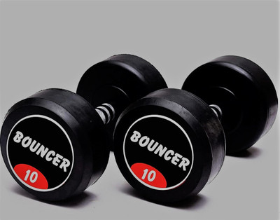 HACKERX Pair of 10 Kg Rubber Coated Bouncer Dumbbells (10Kg X 2)~ Fixed Weight Dumbbell(20 kg)