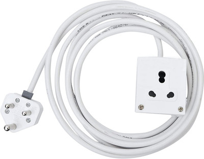 Expeditious Extension Board 1 Single Socket 15A 16A 2 Meter 1.5 mm Long Wire Cable Cord with 15 16 Amp Big Power Plug (Polycarbonate)(White) Extension Board 1 Single Socket 15A 16A 2 Meter 1.5 mm Long Wire Cable Cord with 15 16 Amp Big Power Plug (Polycarbonate)(White) Three Pin Plug(White)