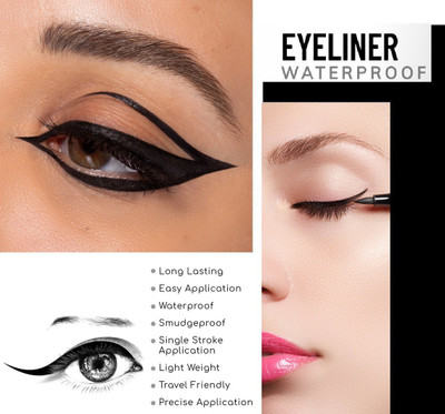 Amaryllis HD Eyes Waterproof and Matte Eye Liner Pack Of 2 5 g(Black)