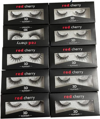 VACULACE Black Natural 3D Thick Long Eyelashes (Pack of 10 PC)(Pack of 10)