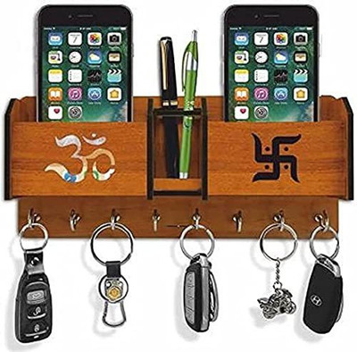 AAYOG CREATIONS Two Box Key Holder For Home And Office Decor Wood Key Holder(8 Hooks, Brown)