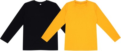 Diaz Boys Solid Pure Cotton T Shirt(Black, Pack of 2)