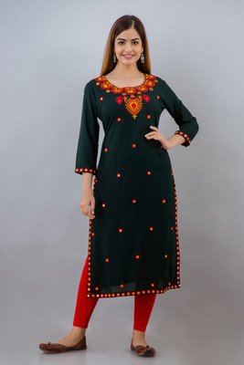 90% OFF on upsara fashion Women Embroidered Straight Kurta(Dark Green) 90% OFF on upsara fashion Women Embroidered Straight Kurta(Dark Green)
