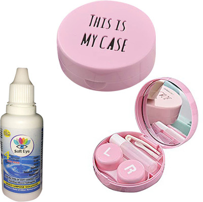 Diamond Eye Contact Lens Holder Travel Kit Case Box Container Holder with Mirror Tweezers and Bottle (Random Color)(Pack of: 1)