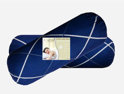ACTOS checkered Microfibre Abstract Bolster Pack of 2(Blue)
