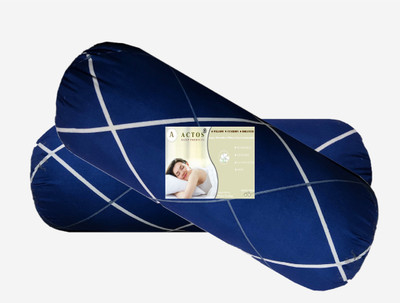 ACTOS checkered Microfibre Geometric Bolster Pack of 2(Blue, White)