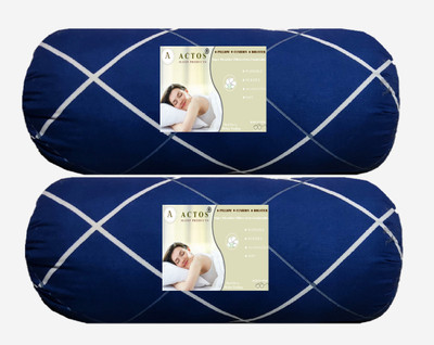 ACTOS checkered Microfibre Abstract Bolster Pack of 2(Blue)