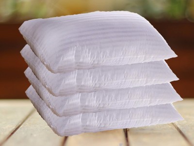 JDX Superb Quality Polyester Fibre Stripes Sleeping Pillow Pack of 4(White)