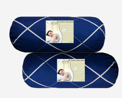 ACTOS checkered Microfibre Abstract Bolster Pack of 2(Blue)