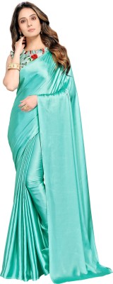 DHYANOM Solid/Plain Bollywood Satin Saree(Light Green)