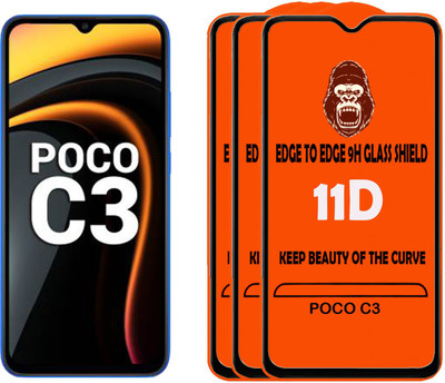 Digilett Tempered Glass Guard for POCO C3(Pack of 3)