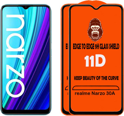 Digilett Edge To Edge Tempered Glass for realme Narzo 30A(Pack of 2)