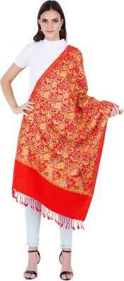 MUFFLY Wool Floral Print Women Shawl(Red)