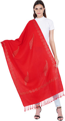 MUFFLY Wool Floral Print Women Shawl(Red)