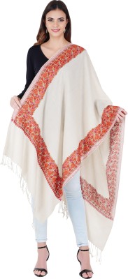 MUFFLY Wool Floral Print Women Shawl(White)