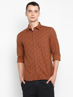 TURTLE Men Printed Casual Cream Shirt