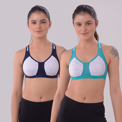 Apraa & Parma AF-P-Deepa Women Sports Non Padded Bra(Light Green, Dark Blue)
