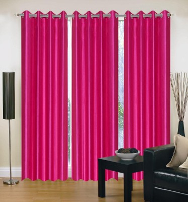 Decor World 274 cm (9 ft) Polyester Long Door Curtain (Pack Of 3)(Solid, Pink)
